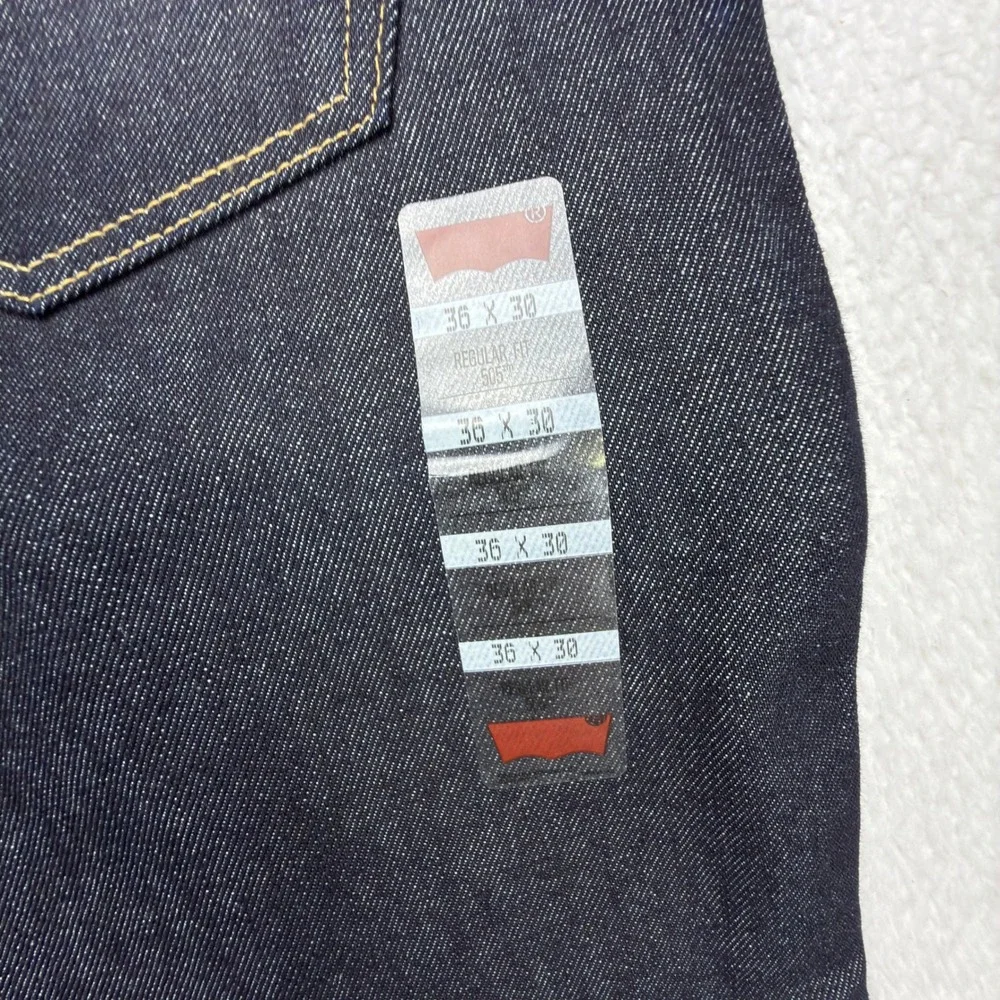 Levis 505 Regular Fit Jeans Mens 36x30 Dark Wash Indigo Straight Leg NWT